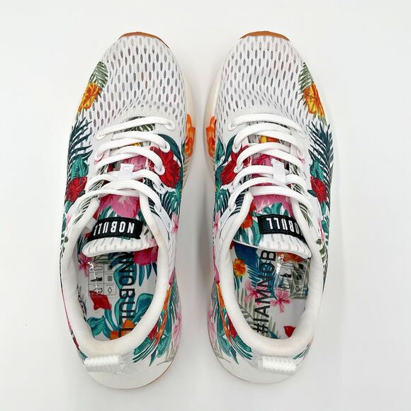 NOBULL Tropical Floral Journey White Running Shoes Mens Size 8 Athletic Sneakers